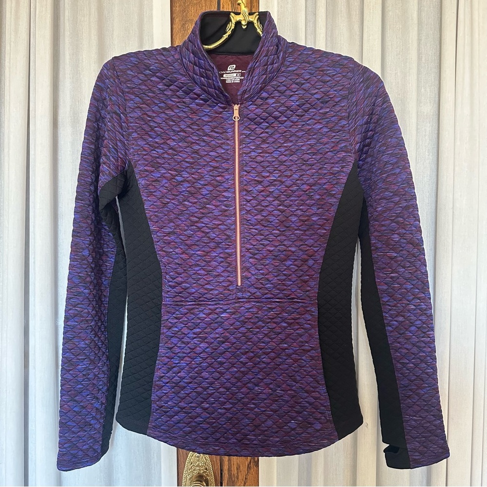 Road Runner Sports Purple Black Quilted 1/2 Zip Pullover